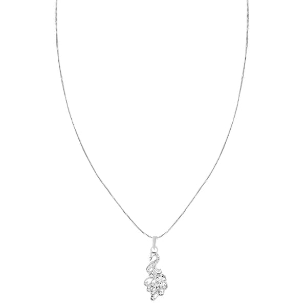 925 Sterling Silver CZ Peacock Pendant Necklace for Teen Women