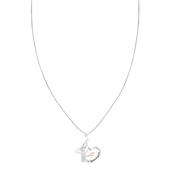 925 Sterling Silver CZ Teddy Bear Pendant Necklace for Teen Women