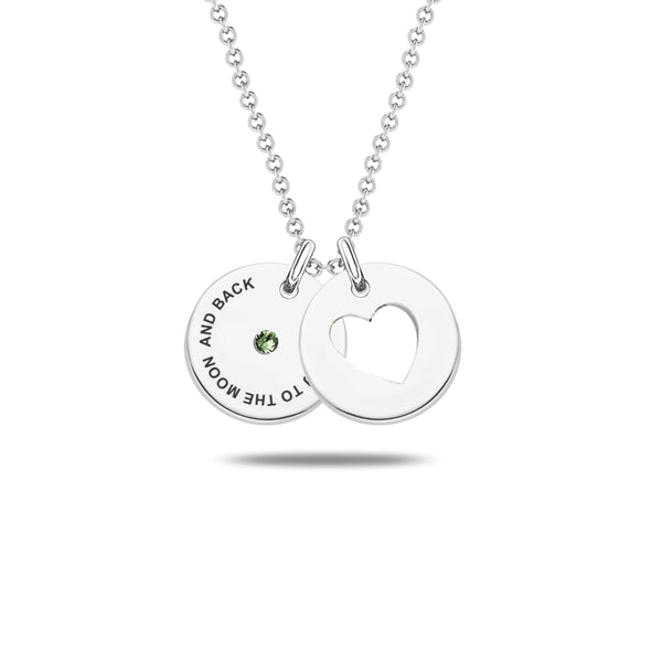 Personalised Customised 925 Sterling Silver Name Engraved Message and Birthstone with Heart Charm Necklace Gifts for Women and Teen Girls