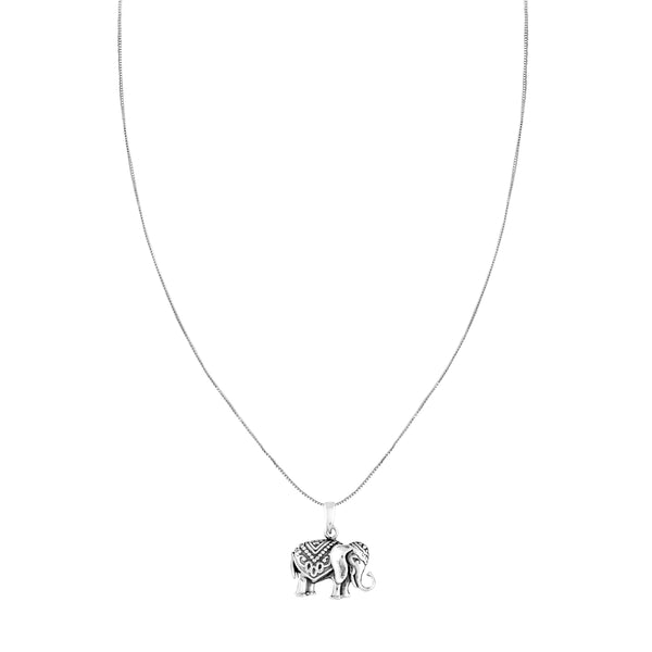 925 Sterling Silver Antique Elephant Pendant Necklace for Teen Women