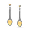 925 Sterling Silver Caviar Beads Long Inverted Drop Hypoallergenic Antique Finish Hoop Earring for Women
