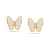 925 Sterling Silver Rose Gold-Plated Mother of Pearl Marquise CZ Butterfly Stud Earring for Teen Women