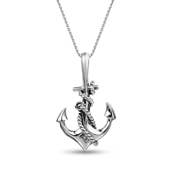 925 Sterling Silver Anchor with Cross Pendant with Chain for Women