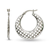 925 Sterling Silver Filigree Texture Hoop Earring for Women