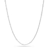 925 Sterling Silver Italian Bead Station Cable Chain Necklace for Women