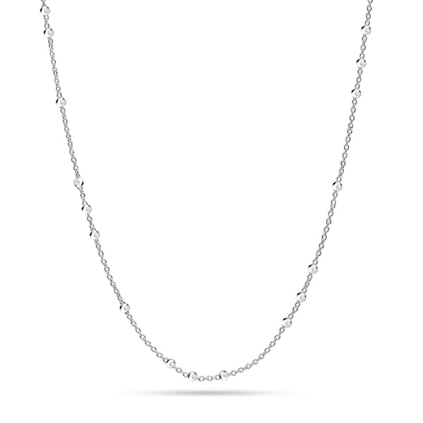 925 Sterling Silver Italian Ball Bead Station Cable Chain Necklace for Women