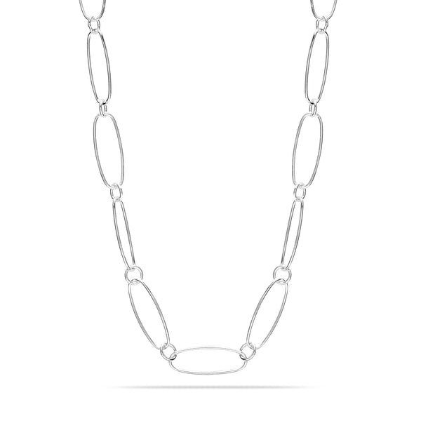 925 Sterling Silver Italian Paperclip Link Chain Necklace for Women