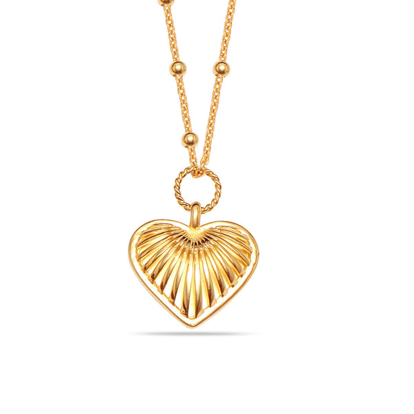 925 Sterling Silver Heart Pendant Ridge Heart Charm Necklace for Women Teen