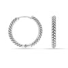 925 Sterling Silver Antique Texture Charms Huggie Hoop Earring for Women Teen 25MM