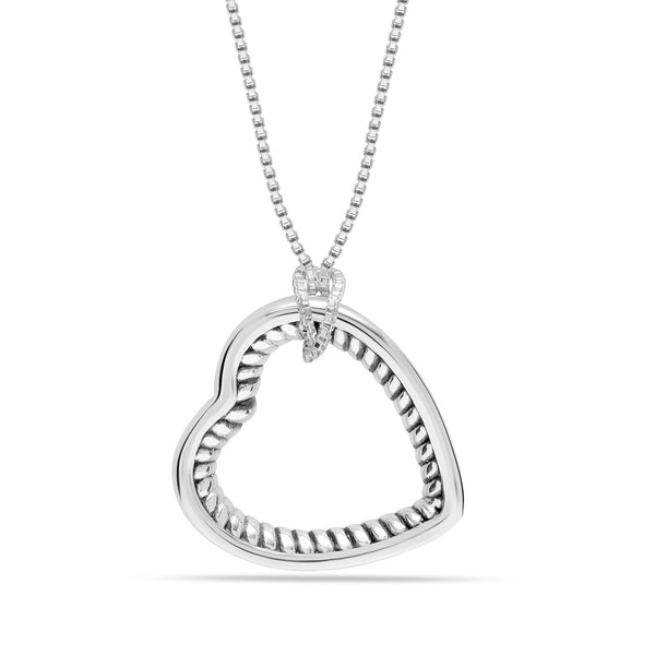 925 Sterling Silver Heart Necklace Light-Weight Antique Heart Pendant for Women Teen