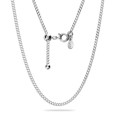 925 Sterling Silver Italian Adjustable Curb Chain Necklace for Women 61 CM
