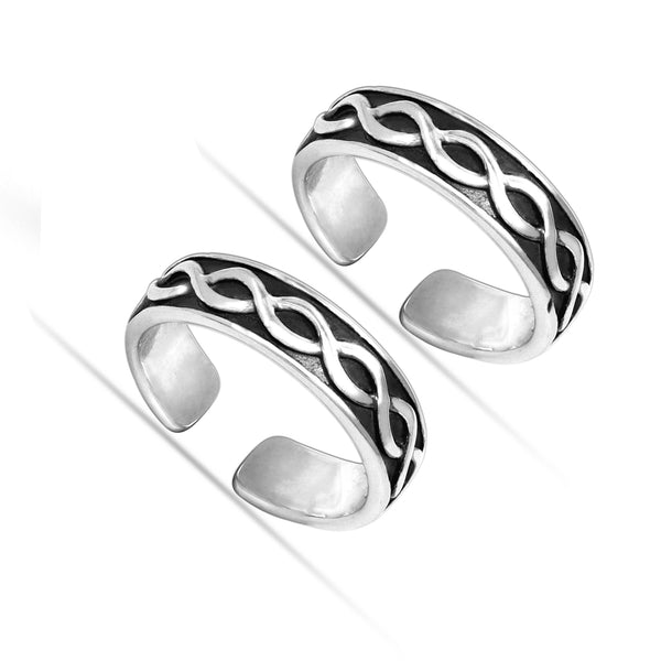 925 Sterling Silver Infinity Celtic Open Adjustable Toe Rings for Women
