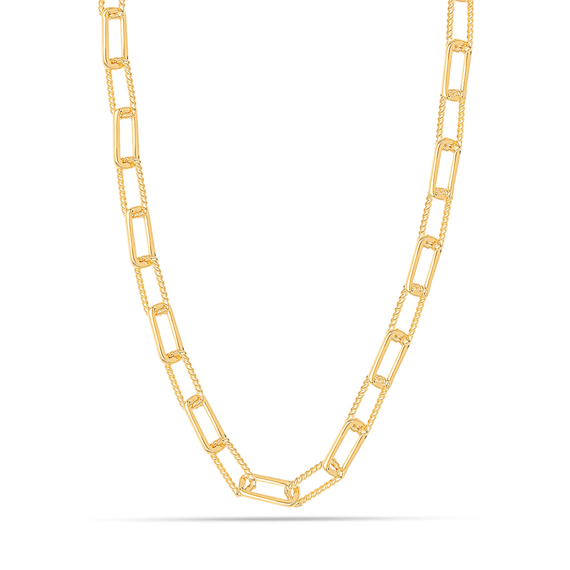 925 Sterling Silver Italian Gold Plated BIG PaperClip Link Chain Necklace for Women