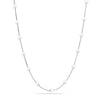 925 Sterling Silver Italian Pearl Station Chain Necklace for Teen and Women