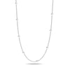 925 Sterling Silver Italian Ball Bead Station Chain Necklace for Teen and Women