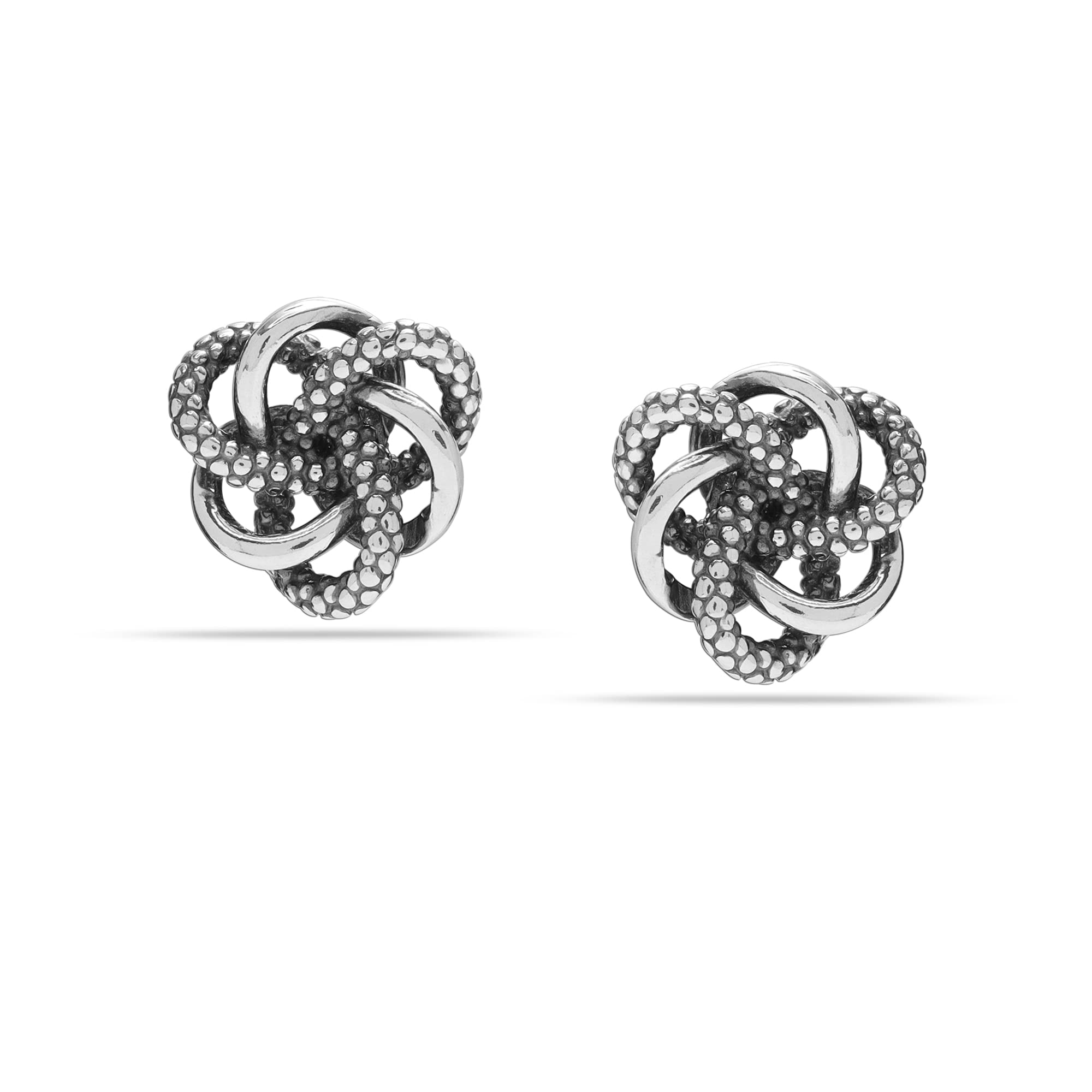 925 Sterling Silver Antique Caviar Beaded Love Knot Stud Earring for Women Teen