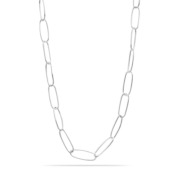 925 Sterling Silver Italian Paperclip Link Chain Necklace for Women