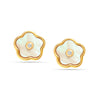 925 Sterling Silver 18K Gold-Plated Mother Of Pearl CZ Flower Stud Earring for Women Teen