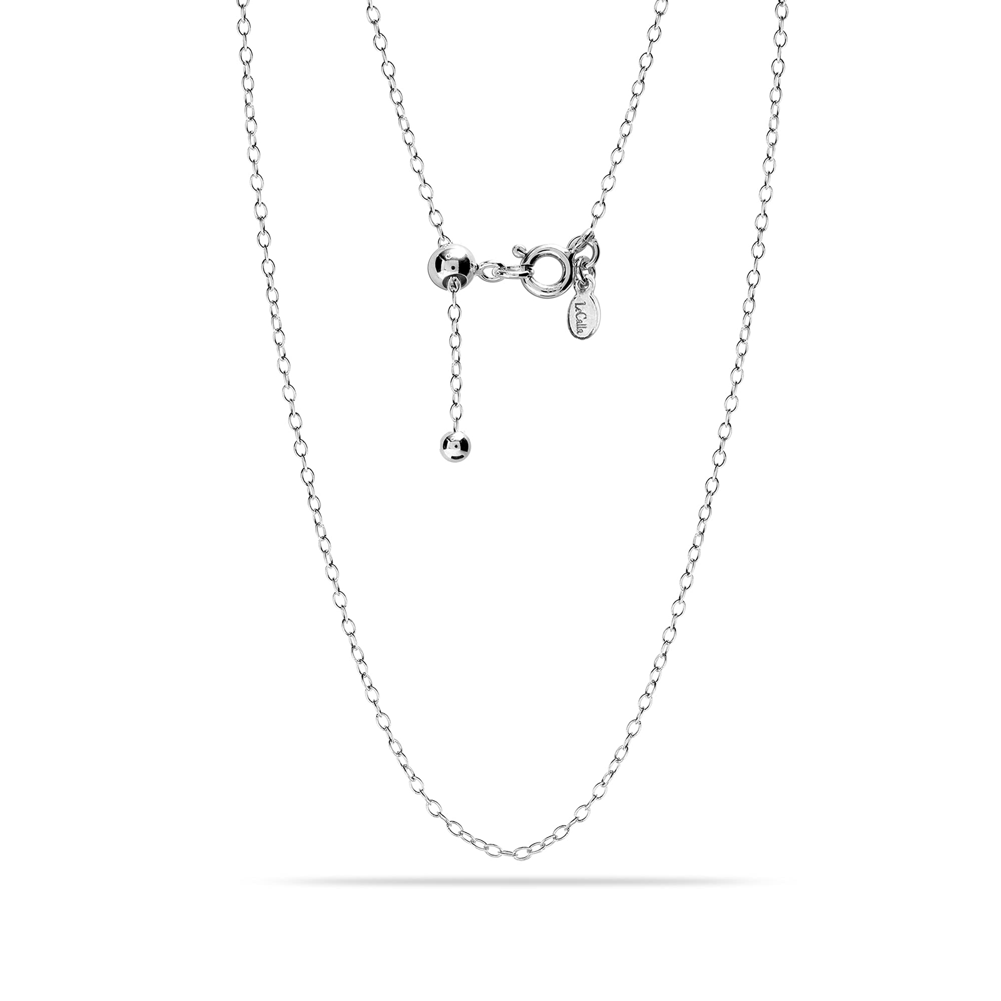 925 Sterling Silver Italian Adjustable Cable Chain Necklace for Women 61 CM