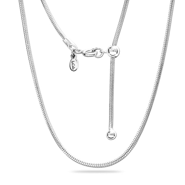925 Sterling Silver Italian Adjustable Snake Chain Necklace for Women 24 Inches