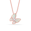 925 Sterling Silver 18K Rose Gold-Plated Mother-of-Pearl Butterfly Pendant Necklace for Women Teen
