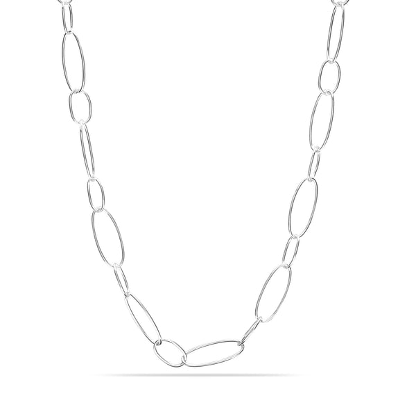 925 Sterling Silver Italian Paperclip Link-Chain Necklace for Women