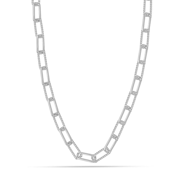 925 Sterling Silver Italian BIG PaperClip Link Chain Necklace for Women