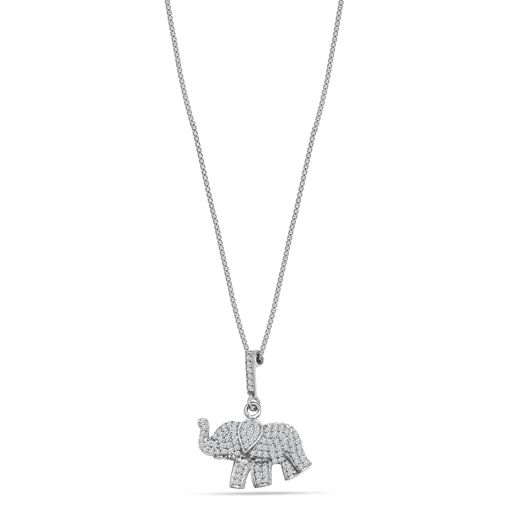 925 Sterling Silver Micro Pave CZ Elephant Pendant Necklace for teen Women
