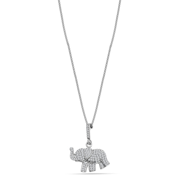 925 Sterling Silver Micro Pave CZ Elephant Pendant Necklace for teen Women