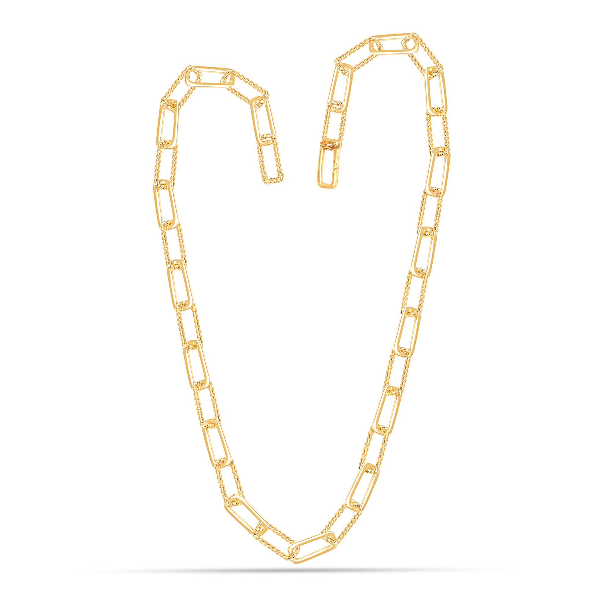 925 Sterling Silver Italian Gold Plated BIG PaperClip Link Chain Necklace for Women