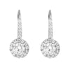 925 Sterling Silver Cubic Zirconia Rhodium Plated Round Leverback Earring for Women