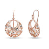 925 Sterling Silver Diamond-Cut Filigree Rose-Gold-Plated Drop Dangler Earring for Women Girl
