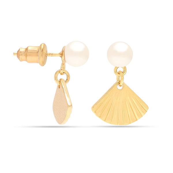 925 Sterling Silver Shell Simulated Pearl Stud Earring for Women