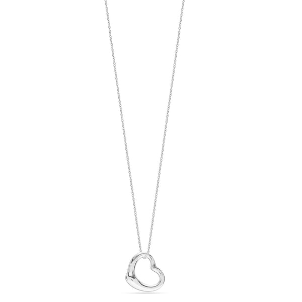 925 Sterling Silver Open Heart Pendant Necklace for Teen Women