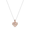 925 Sterling Silver Valentines Day Rose Gold Hearts In Heart Pendant Diamond Cut with Cable Chain for Teen