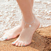 925 Sterling Silver Layered Sea Shell Star Beaded Adjustable Anklets for Teen Women