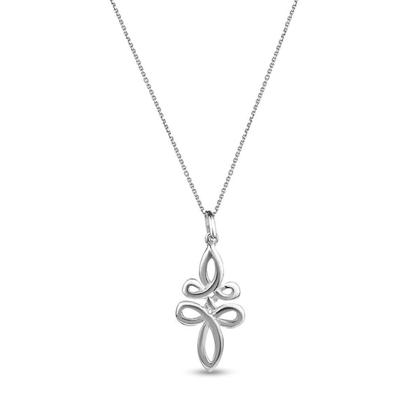 925 Sterling Silver Italian Design Celtic Knot Cross Pendant Necklace for Women