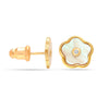 925 Sterling Silver 18K Gold-Plated Mother Of Pearl CZ Flower Stud Earring for Women Teen