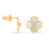 925 Sterling Silver 14K Gold-Plated Mother of Pearl 4 Clover Leaf Stud Earring for Women Teen