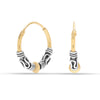 925 Sterling Silver Two-Tone Beaded Bohemian Bali Tribal Endless Hoop Earring for Teen Women 15mm