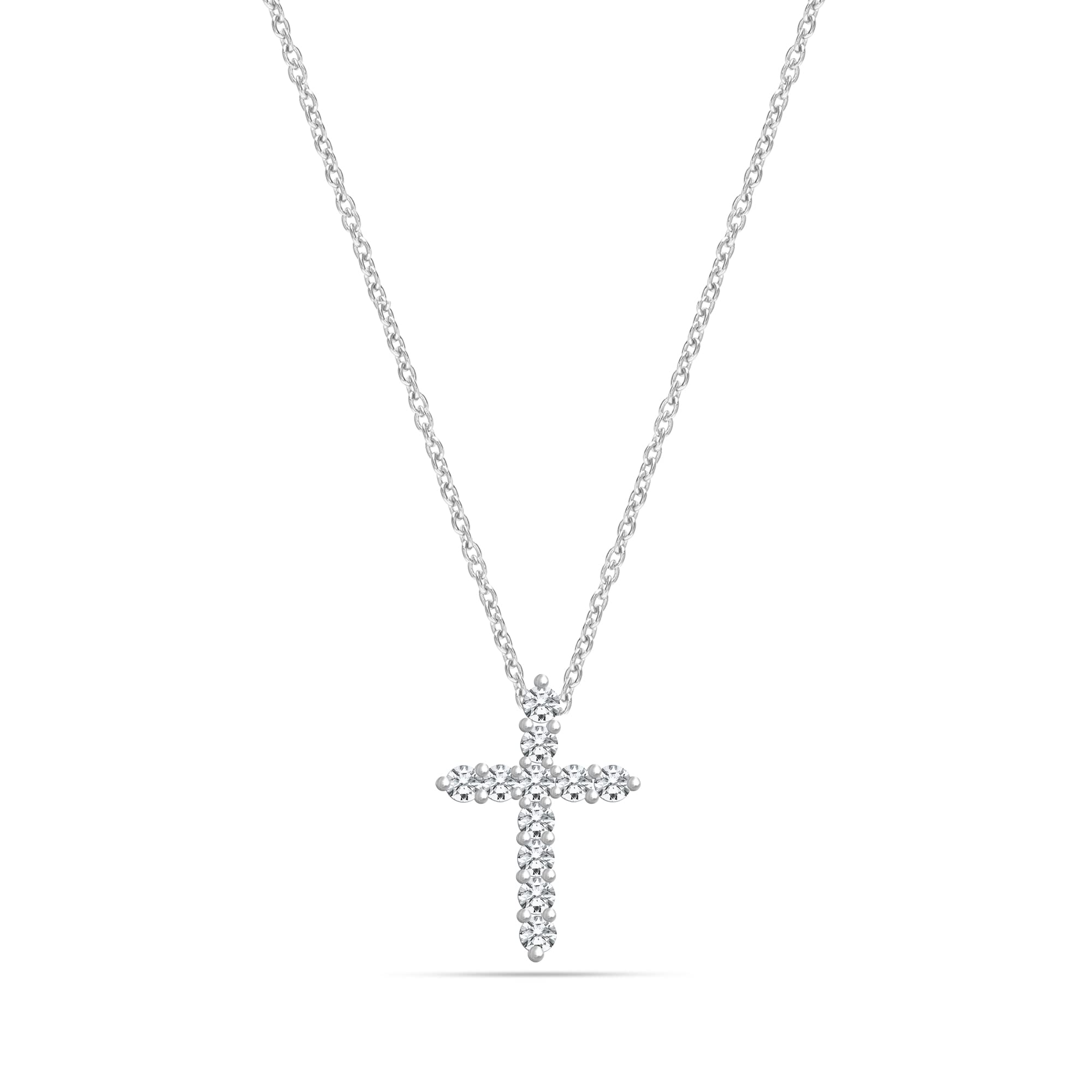 925 Sterling Silver Cubic Zirconia Cross Charm Pendant Necklace for Women Teen