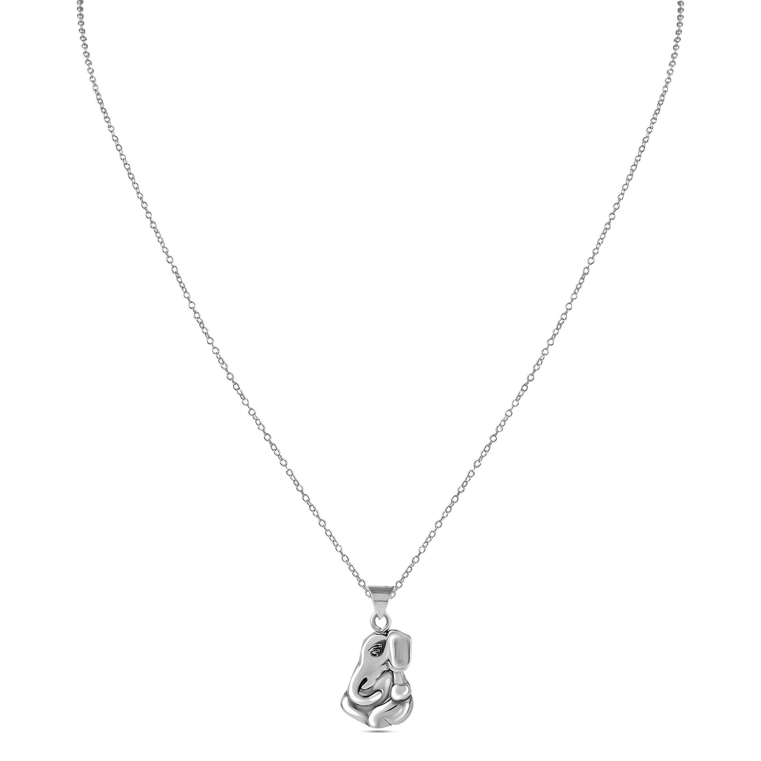 925 Sterling Silver Oxidized Ganesha Cable Chain Pendant Necklace for Men Women