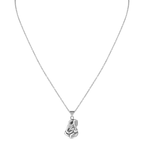 925 Sterling Silver Oxidized Ganesha Cable Chain Pendant Necklace for Men Women