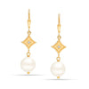925 Sterling Silver Simulated Pearl Leverback Dangle Earring for Womens
