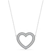 925 Sterling Silver CZ Sparkling Open Heart Pendant Necklace for Women Teen