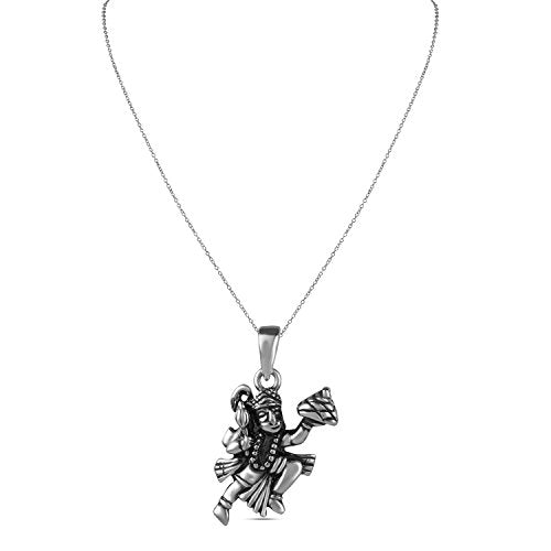 925 Sterling Silver Antique Lord Hanuman Pendant Necklace for Young Boy