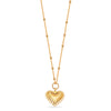 925 Sterling Silver Gold-Plated 14K Heart Pendant Ridge Heart Charm Necklace for Women Teen