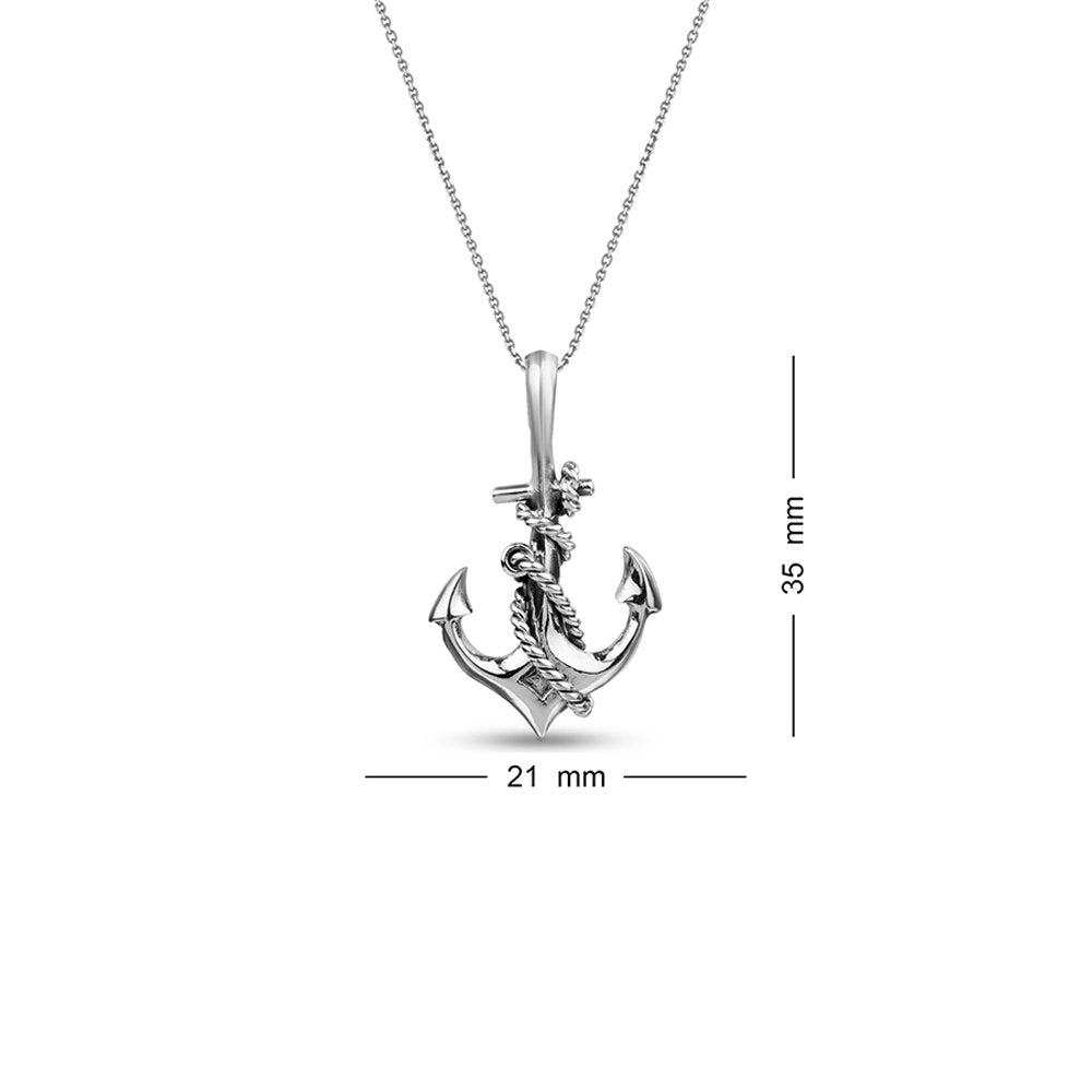 925 Sterling Silver Anchor with Cross Pendant with Chain for Women