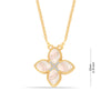 925 Sterling Silver 18K Gold-Plated Mother of Pearl Four Leaf Cubic-Zirconia Pendant Necklace for Women Teen