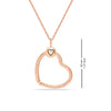 925 Sterling Silver Rose Gold-Plated Texture Heart Charm Pendant Necklace for Women Teen